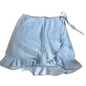 J. Crew Mercantile Light Blue Denim Faux Wrap Skirt